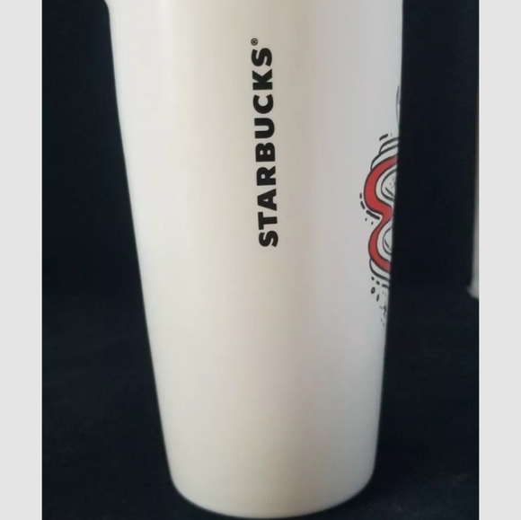 New STARBUCKS Christmas Holiday Ceramic Travel Tumbler Mug Cup 12 oz Coffee 2017 - Picture 3 of 13